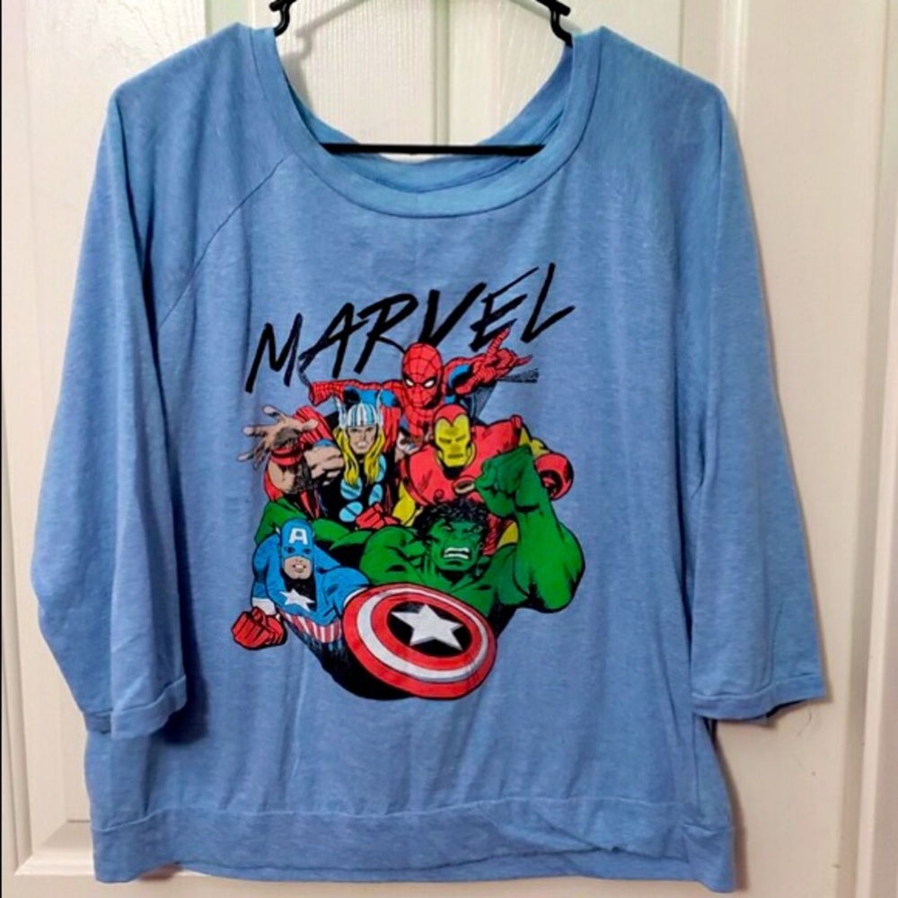 Blue Soft Cotton Long Sleeved Marvel T-Shirt Large